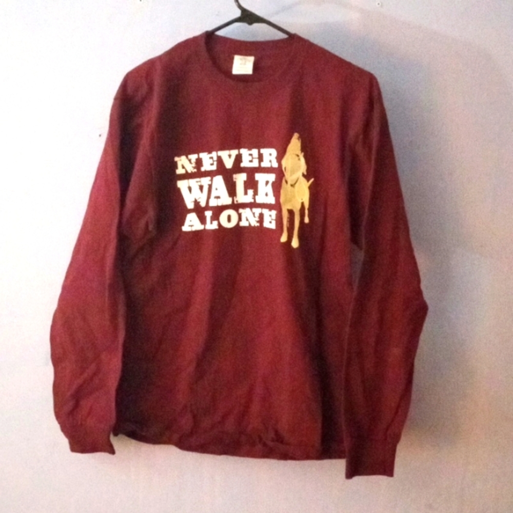 Dog walker long sleeve never walk alone graphic heavy shirt mint L